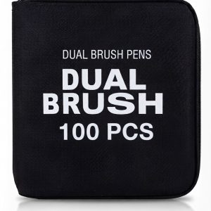 Набір двосторонніх маркерів для скетчингу Dual Brush Pens (100 штук у чорному чохлі-пеналі)